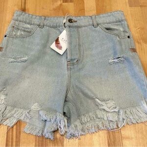Chelsea & Violet Blue Jean Shorts Distressed Frayed Hem